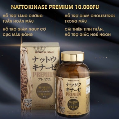 Viên uống hỗ trợ điều trị tai biến Nichiei Bussan Nattokinase Premium 10.000FU 300 viên (Nội địa Nhật Bản) 